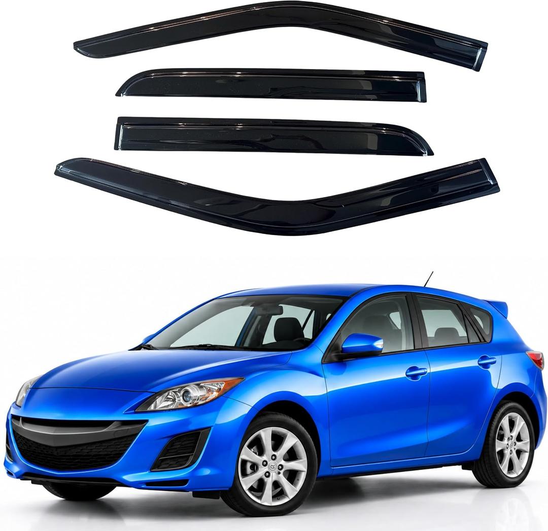 IG Window Visors Fit for 2010-2013 Mazda 3 Hatchback, Out-Channel Rain Guards Vent Wind Deflectors 4PC, Car Accessories for 10-13 Mazda 3 Hatchback (Excludes Sedan)