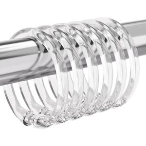 Amazer Shower Curtain Rings, 48 Pcs Shower Curtain Hooks Rings, Clear Plastic Shower Curtain Hooks Rings, Easy to Snap Closure, O Shape Shower Hooks for Shower Curtain and Liner Bathroom