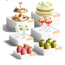 8 Pcs White Acrylic Buffet Risers, Food Display Stands for Buffet Table Party Catering Dessert Jewelry Collectibles, Acrylic Cube Nesting Boxes with Hollow Bottoms 8 Sizes (10"9"8"7"6"5"4"3")