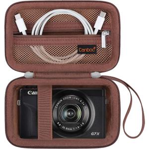 Canboc Carrying Case for PowerShot G7 X Mark III/ G7X Mark II Digital 4K Vlogging Camera, SX740 SX730 Camera Bag, Zipper Mesh Pocket fits USB Cable, Batteries, Brown