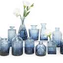 SUPMIND Glass Bud Vase Set of 12, Small Blue Flower Vases for Centerpieces in Bulk, Mini Vintage Vase for Wedding, Home,Table Decoration