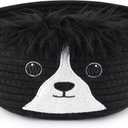 Small Storage Basket, Cute Woven Rope Cotton Storage Basket for Nursery, Baby Towel Bins with Ears Handles, Animal Decor Dog Towel Decor Bear Toy Cat Dog Bins, 8.7" D x 5.5" H IN