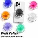 6 x Svanove Magnetic Phone Grip Compatible with Magsafe, Mag Safe Translucent Clear Grip Collapsible Kickstand for iPhone Samsung Pixel, Cute Transparent Silicone Removable Phone Stand Holder, Clear