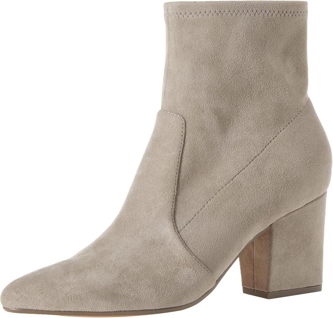 Amazon Essentials Women's Fitted Stretch Heel Boot (11.5 Wide, Dove Grey Microsuede)