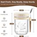 6 Pack Overnight Oats Containers with Lids and Spoons, 16 oz Glass Mason Overnight Oats Jars, Large Capacity Airtight Jars for Milk, Cereal, Fruit(Beige