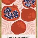 Framed Pomegranate Fruit Market Poster Canvas Print Art Boho Trendy Painting Wall Art Pictures Home DecorDecoration for KitchenLiving Room Wall Decoration Art Print (Gold Framed)
