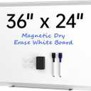 VUSIGN 36" x 24" Magnetic Whiteboard for Wall, Dry Erase Board with Silver Frame, Hanging White Board for Office, Home, Classroom, Conference Room  Accessories Included