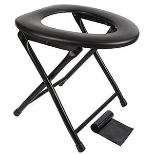 Portable Toilet Seat, Stainless Steel Emergency Toilet, Folds Camping Toilet Seat, Convenient For Camping, Travel & Emergency(black)