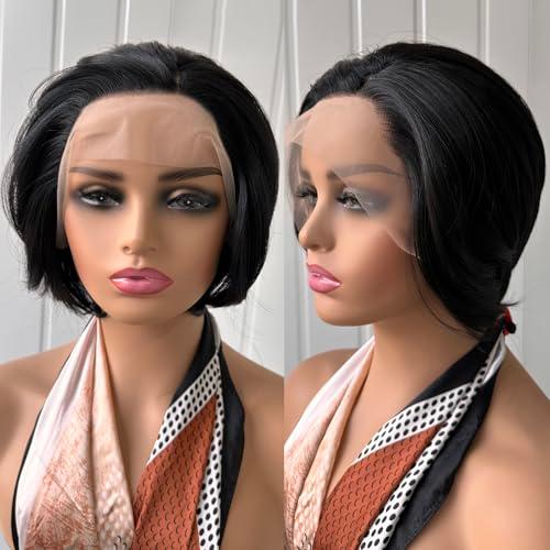 Black Pixie Cut Wigs Short Lace Front Wigs for Women Synthetic Wig