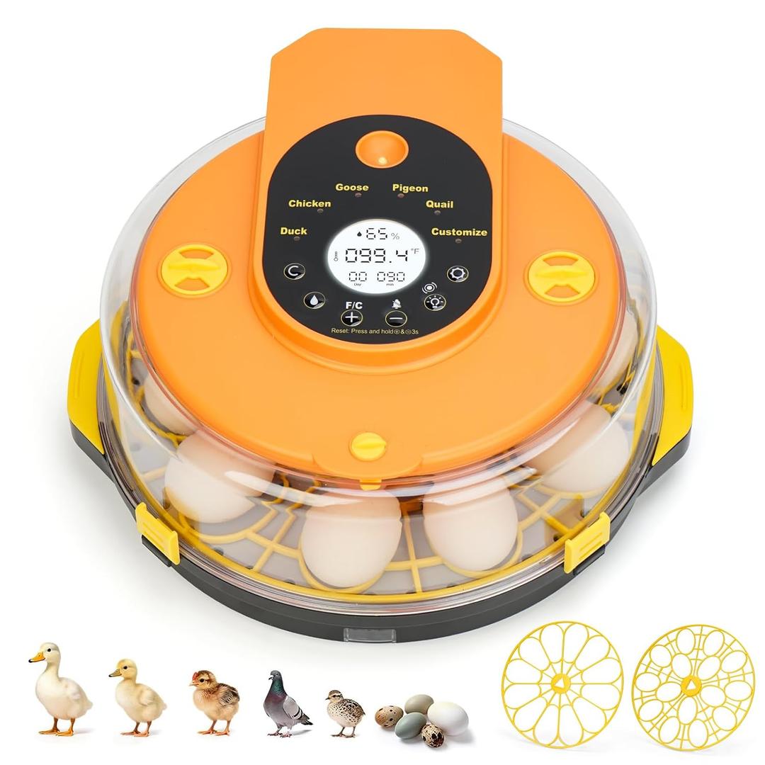 Incubators for Hatching Eggs -15-Egg Automatic Egg Chick Incubator with 5 Smart Preset Modes and Egg Turning, Temperature & Humidity Control Incubator for Goose Duck Children's Day Gift