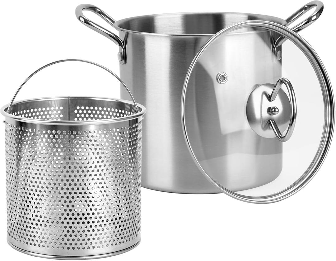 3.5L Deep Fryer Pot with Oil Drip Drainer Stainless Steel Fryer Pot with Lid and Basket Deep Frying Pot for Party Restaurant Kitchen Dining Party Picnic