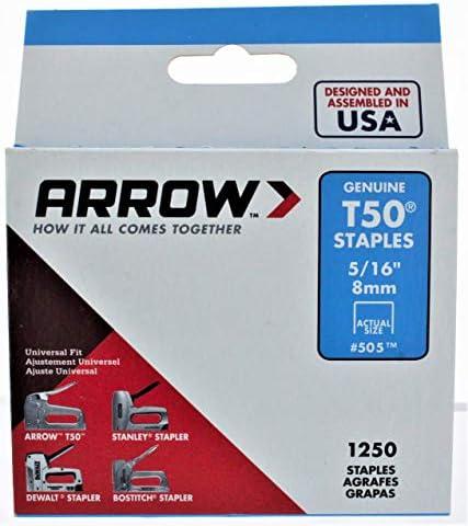 Arrow Fastener 505 36 Pack 5/16in. T50 Heavy Duty Staples, 1,250 Staples Per Pack
