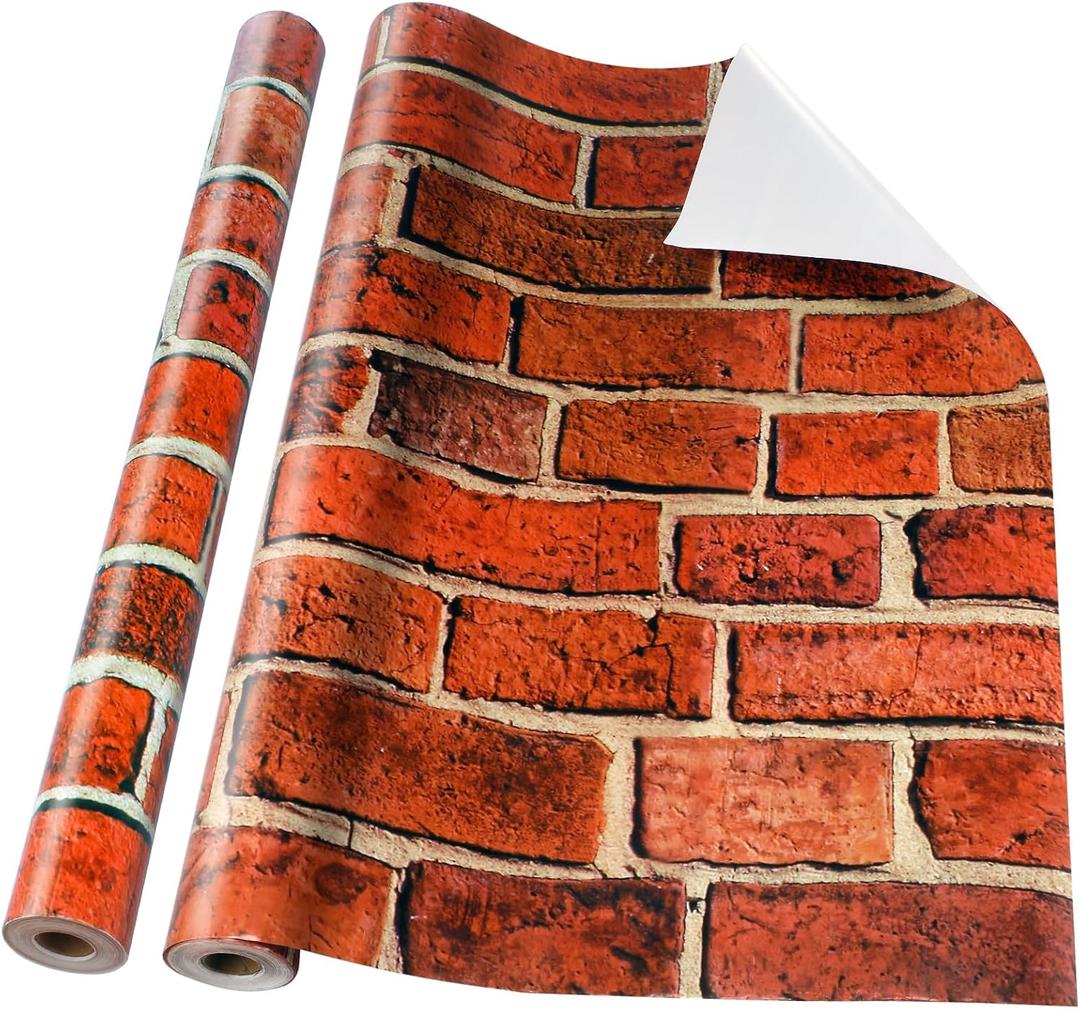 Tenceur Wrapping Paper Roll Bulletin Board Borders Paper Fade Resistant Decorative(24 Inch X 100ft,Vintage Red Brick Style)