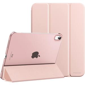 MoKo for iPad (A16) 11th Generation Case 11 Inch 2025, iPad 10th Generation Case 10.9 Inch 2022, Slim Stand Hard PC Translucent Back Shell Smart Cover, Support Touch ID, Auto Wake/Sleep, Rose Gold