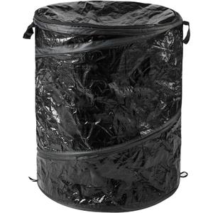 Collapsible Trash Can - 44-Gallon Portable Garbage Can Outdoor Bin with Zippered Lid for RV, Camping, Parties, or Yard Waste by Wakeman (Black)