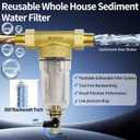 40 Micron Spin Down Sediment Filter,Reusable Sediment Water Filter,Washing Machine Water Filter,Whole House Pre-Filtration System for City Water & Well Water,25GPM,1" MNPT+3/4" FNPT+3/4" MNPT