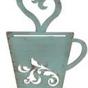 Turquoise Rusty Metal Coffee Cup Wall, Kitchen, Restaurant, Coffee Shop Decor!