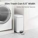 Cesun Bathroom Trash Can with Lid, 2.6 Gallon Small Bathroom Garbage Can Soft Close, Stainless Steel Waste Basket with Step Pedal for Bedroom, Laundry Room, Living Room, Home Office, Toilet, RV, White