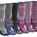 Dickies Women's Dri-Tech Fashion Moisture Control Crew Socks, Max Cushion Grey Purple Assorted (6 Pairs), Medium