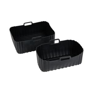 Set of 2 Kitchen Master Silicone Rectangular Airfryer Liners - Black