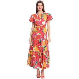 Maggy London Women's Stretch Cotton Poplin Tiered Maxi 8