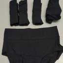 POKARLA Women's Cotton Underwear High Waist Full Coverage Briefs Soft Breathable Postpartum Panties Stretch Underpants (Medium, Black02-5pack)