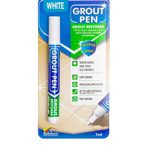 Grout Pen White Tile Paint Marker: Waterproof Grout Paint, Tile Grout Colorant and Sealer Pen - White, Narrow 5mm Tip (7mL)