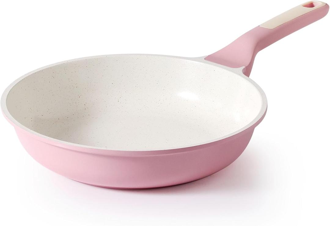 SENSARTE Nonstick Ceramic Frying Pan 8-Inch, Healthy Non Toxic Skillet, Induction Compatible Omelet Pan with Heat Resistant Handle, PFAS-Free, Pink