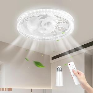 Ceiling Fans with Lights,Socket Fan Light with Remote Control,Dimmable Brightness 3000K-6500K Memory,3 Fan Speeds,2200 Lumens LED Quiet Ceiling Fans Perfect for Small Spaces, Bedrooms, Home Offices
