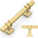 Amerdeco 10 Pack Brushed Gold Cabinet Pulls 3 Inch(76mm) Hole Center Drawer Pulls Cabinet Hardware Kitchen Cabinet Handles for Bathroom Dresser Pulls ZH0067