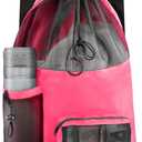 Swim Mesh Beach Bag, Waterproof Gym Bags for Women and Men, Large Pool Bag Swimming Gear Drawstring Backpack (Hot Pink)