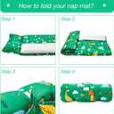 beeweed Toddler Nap Mat, Rollup Design Kid Sleeping Mat with Removable Pillow & Minky Blanket, Toddler Sleeping Bag for Daycare Preschool Travel Camping, 54"L x 52"W