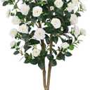 Artificial Camellia Tree 6FT  Nearly Natural Faux Plants Indoor, with Easy Assembly, Low Maintenance, Ideal for Both Indoor Decoration and Other PurposesPerfect Porch Christmas Trees (White 6ft)