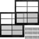 NeatiEase 2 Pack Shed Windows with Black Frame, 24 x 24 Flush Mount Small Window with Tempered Glass and Fiberglass Screen for Shed, Chicken Coop, Playhouse, Household, Garage