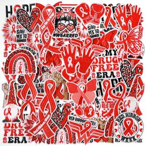 Suncalla 72 Pcs Red Ribbon Week Supplies Bulk Iron on Patches Drug Free Red Ribbon Week Awareness Embroidered Patches Anti Drugs Motivational Inspirational Accessories Set for School Events Support