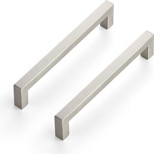Ravinte 3 Pack 6-1/4 Inch Kitchen Square Cabinet Handles Satin Nickel Pulls Brushed Nickel Kitchen Cabinet Hardware Handles for Cupboard Drawer Pulls