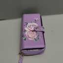 Compatible for iPhone 17 Phone Case Crossbody Wallet,Detachable Magnetic,Card Holder,Wrist Lanyard Strap,Zipper Wallet Case for Men Women,PurpleFlower