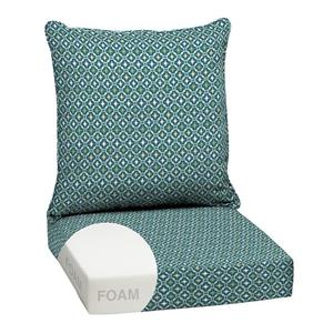 Arden Outdoor Foam Deep Seat Cushion Set, 24 in x 24 in, Weather-Proof, Rain-Proof, Fade Resistant Patio Cushion, Bottom and Back Cushion for Chair, Sofa, and Couch Alana Tile