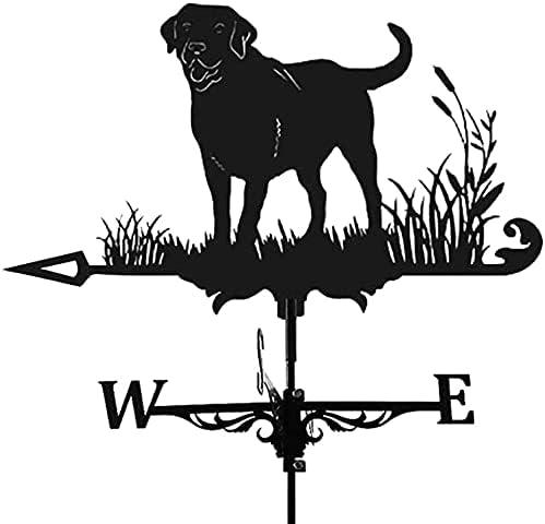 Alnicov Animal Metal Weather Vane, Vintage Black Weather Vane Hollow Wind Direction Indicator for Outdoor Garden Roof Paddock Decoration Weather Vane (Dog)