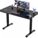 Veken 55 Inch Large Electric Standing Gaming Desk, Heights Adjustable,Sit to Stand Up, Work Home Office Computer Table for Study, Walking Pad, Writing, and Games, Wooden Desktop Desks, Black
