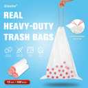 Heavy Duty 15 Gallon Drawstring Trash Bags, 108 Count Ultra Thick Strong Plastic Garbage Bags, Clear Unscented Trash Can Liners for Tall Kitchen Office Lawn Yard