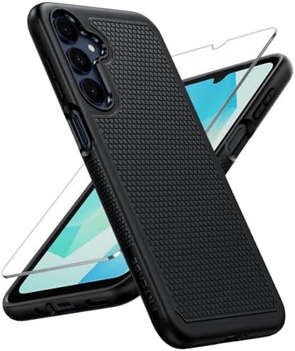 FNTCASE for Galaxy A16/A17 5G Phone Case - Samsung Military Grade Drop Protection, 14ft Drop Tested, Screen Protector Included, Anti-Slip Matte Textured, TPU+PC Dual Layer Shockproof Cover (Black)