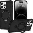 Compatible with iPhone 14 Pro Case 6.1'' with Magnetic Ring Stand [Military Drop Protection][Compatible with MagSafe] Shockproof 14 Pro Phone Case for Men Wowen,Black