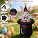 IHGYT 5 Ft Inflatable Easter Bunny in Magic Hat Yard Decoration, Cute Wizard Rabbit Popping Out of Top Hat with LED Lights, Blow Up Lawn Decor for Easter, Birthday Party, Indoor Outdoor Home Garden