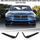 Replacement for BMW 5 Series G30 G38 M-Sport 2018-2020 Front Bumper Cover, 51118070541 51118070542 Fog Light Eyelid Strip Trim & Side Grille Surround, Left & Right Pair, Glossy Black, Pack of 2