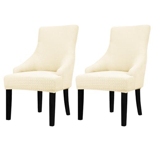 Lellen Stretch Wingback Chair Cover Slipcover - Reusable Wingback Side Chair Slipcover,Accent Chair Cover,Arm Protector Seat Cover,Wing Chair Cover for Dining Living Room Home（2PCS,Cream）