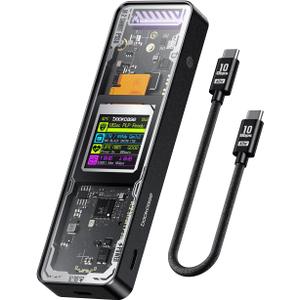 DOCKCASE Explorer Edition M.2 NVMe SSD Enclosure,Support 10s PLP Prevents Write Data Loss,USB 3.2 Gen 2 Type-C (10 Gbps), fits NVMe PCIe,Size 2230/2242/2260/2280,Support M-Key B+M Key UASP