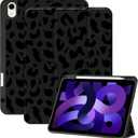 Compatible with iPad Air 11 Inch Case M4/M3/M2(2026/2025/2024),Compatible with iPad Air 5th/4th (2022/2020) Generation 10.9 Inch Case Pencil Holder Cute Women Girls-Black Leopard Cheetah (Black Purple-C1)