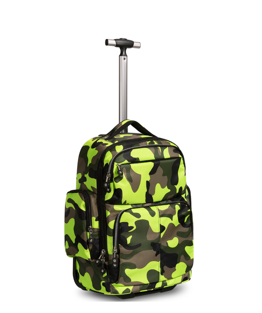 HollyHOME 20 inches Large Storage Multifunction Wheeled Travel Laptop Business Trip Rolling Backpack Carry-on Luggage Compuer Bag, Green