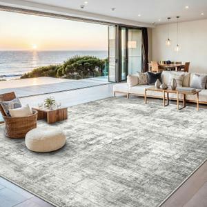 9x12 Area Rugs Washable Living Room Rug-No Slip Soft Carpets Modern Abstract Indoor Floor Stain Resistant Large Carpet for Bedroom Dining Room Farmhouse Nursery Home Office Grey